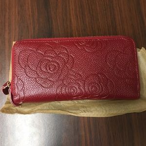 MKF genuine leather wallet wristlet (red). NWT